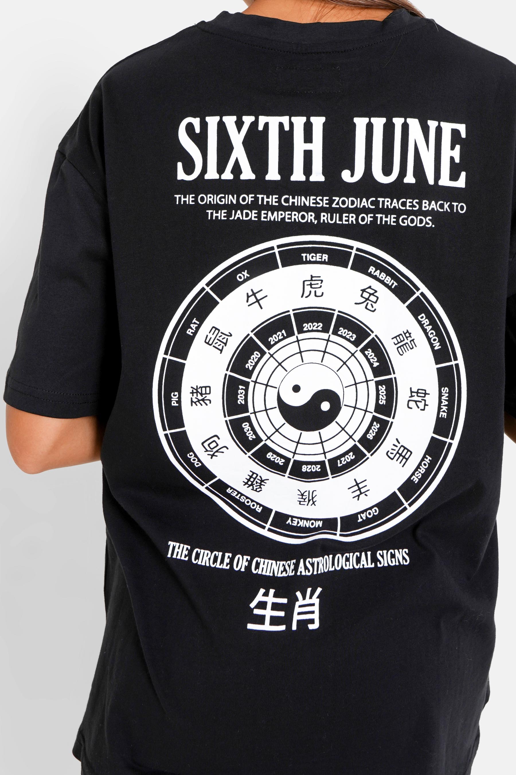Sixth June - T-shirt astrologie chinese long Noir
