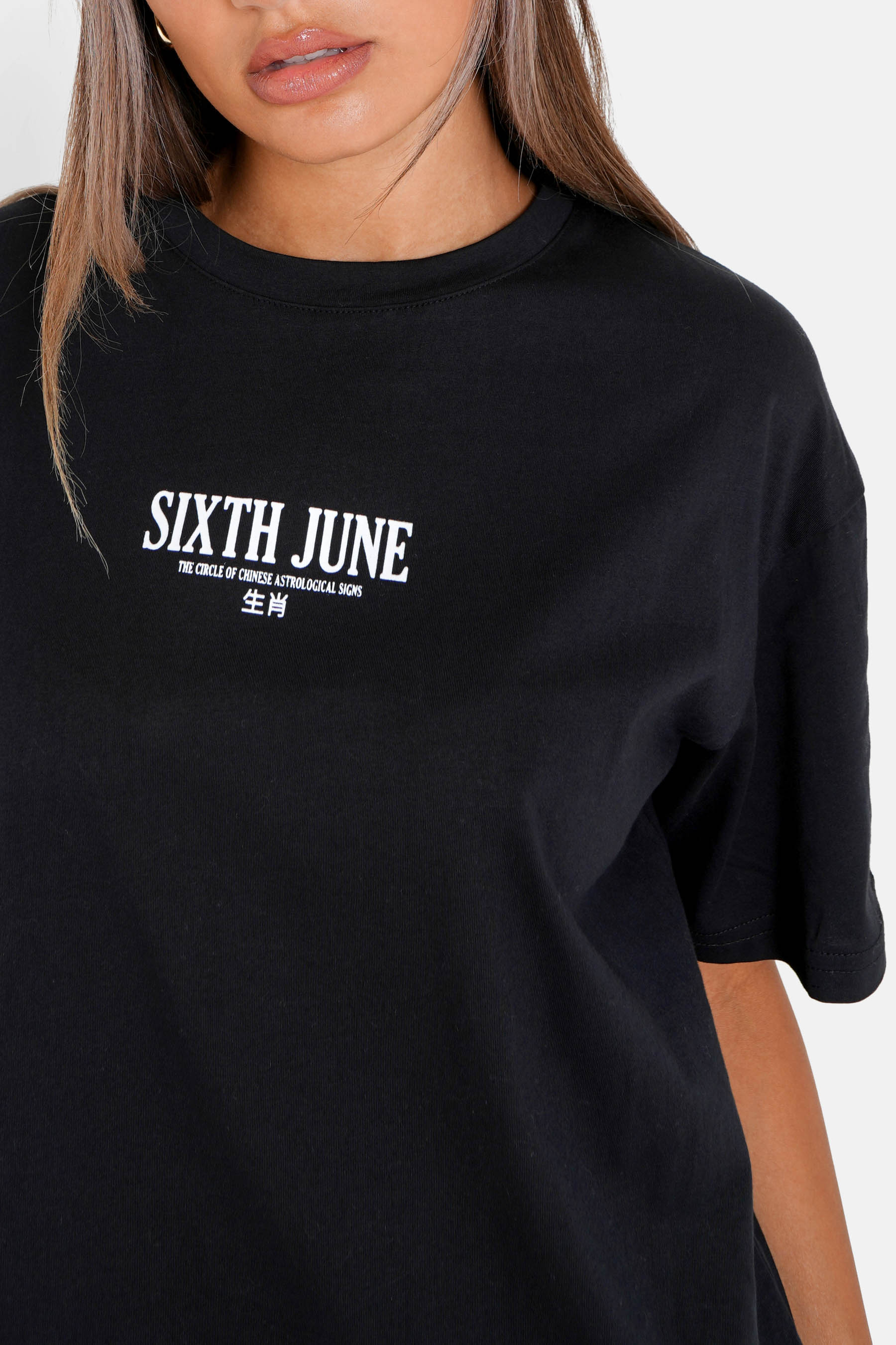 Sixth June - T-shirt astrologie chinese long Noir