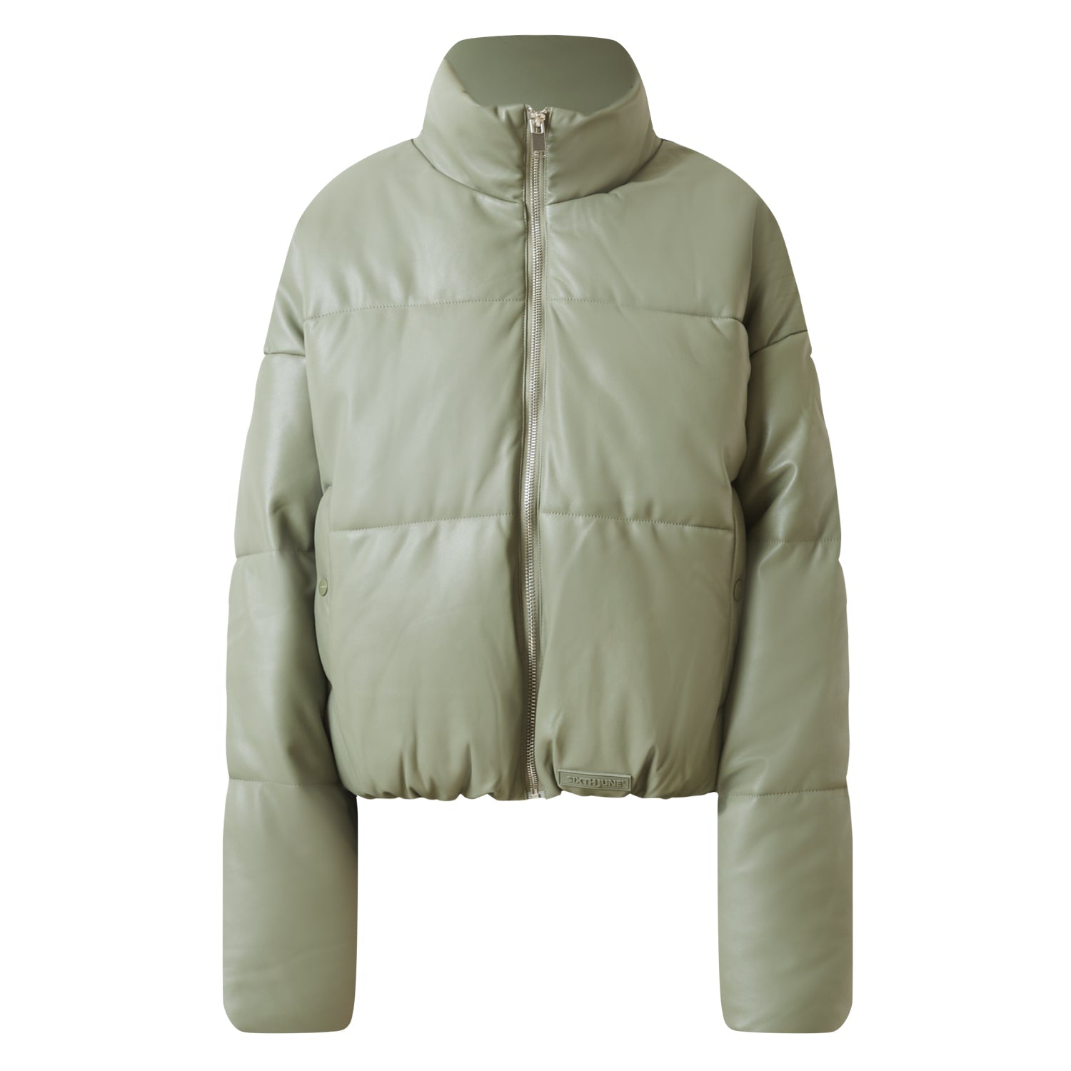 Sixth June - Doudoune courte simili cuir Vert