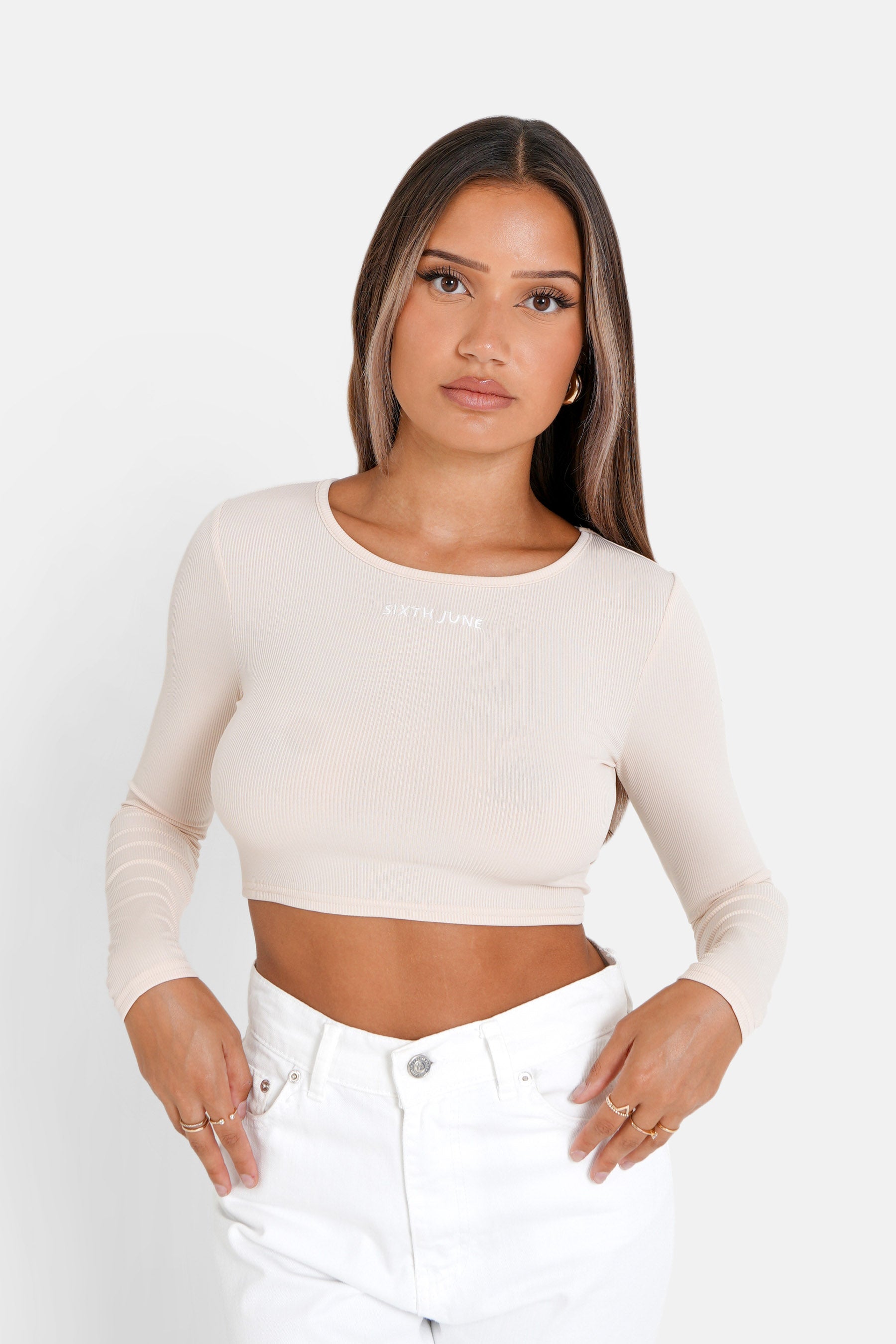 Sixth June - Top manches longues dos nu Beige clair