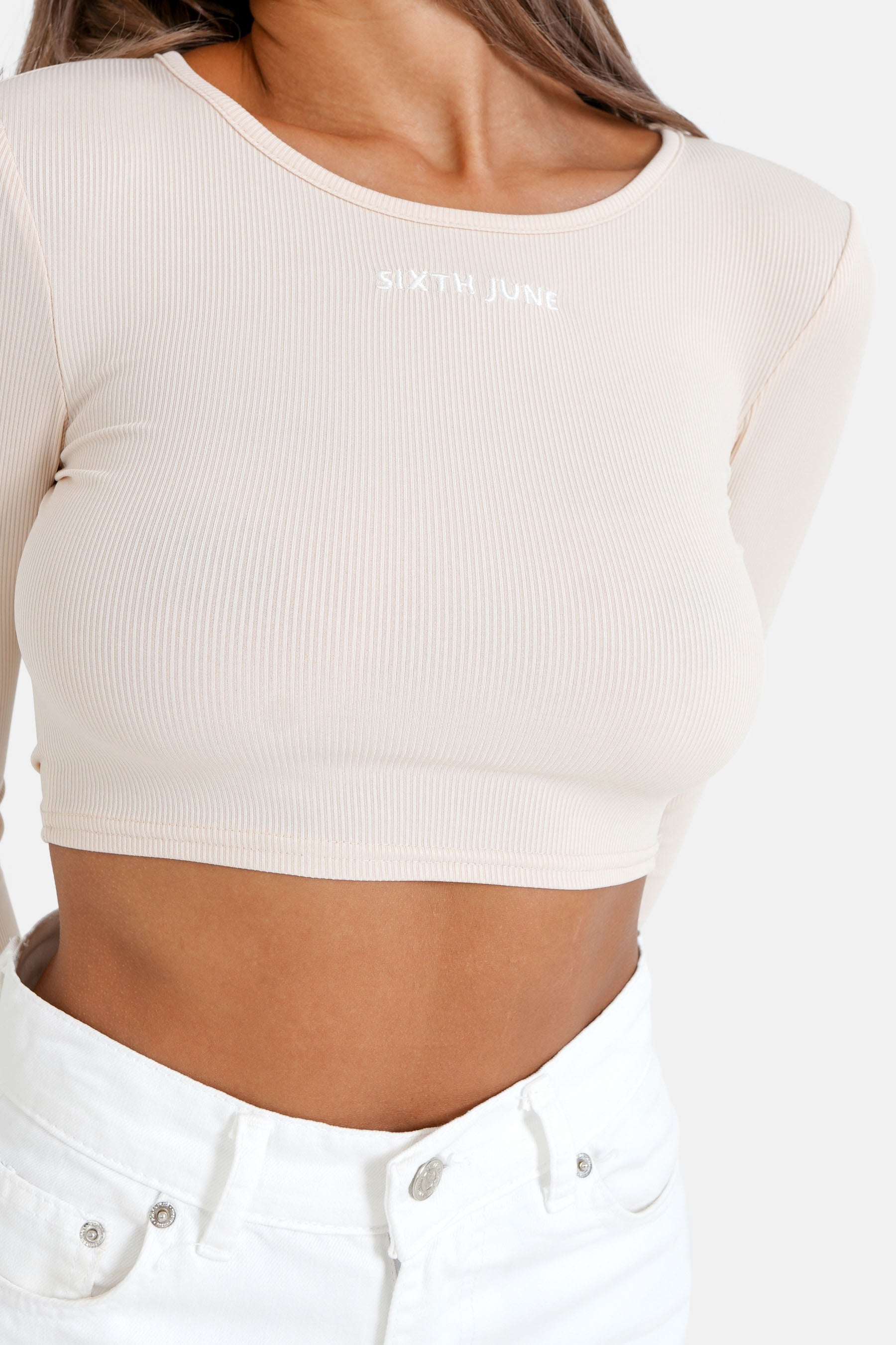 Sixth June - Top manches longues dos nu Beige clair