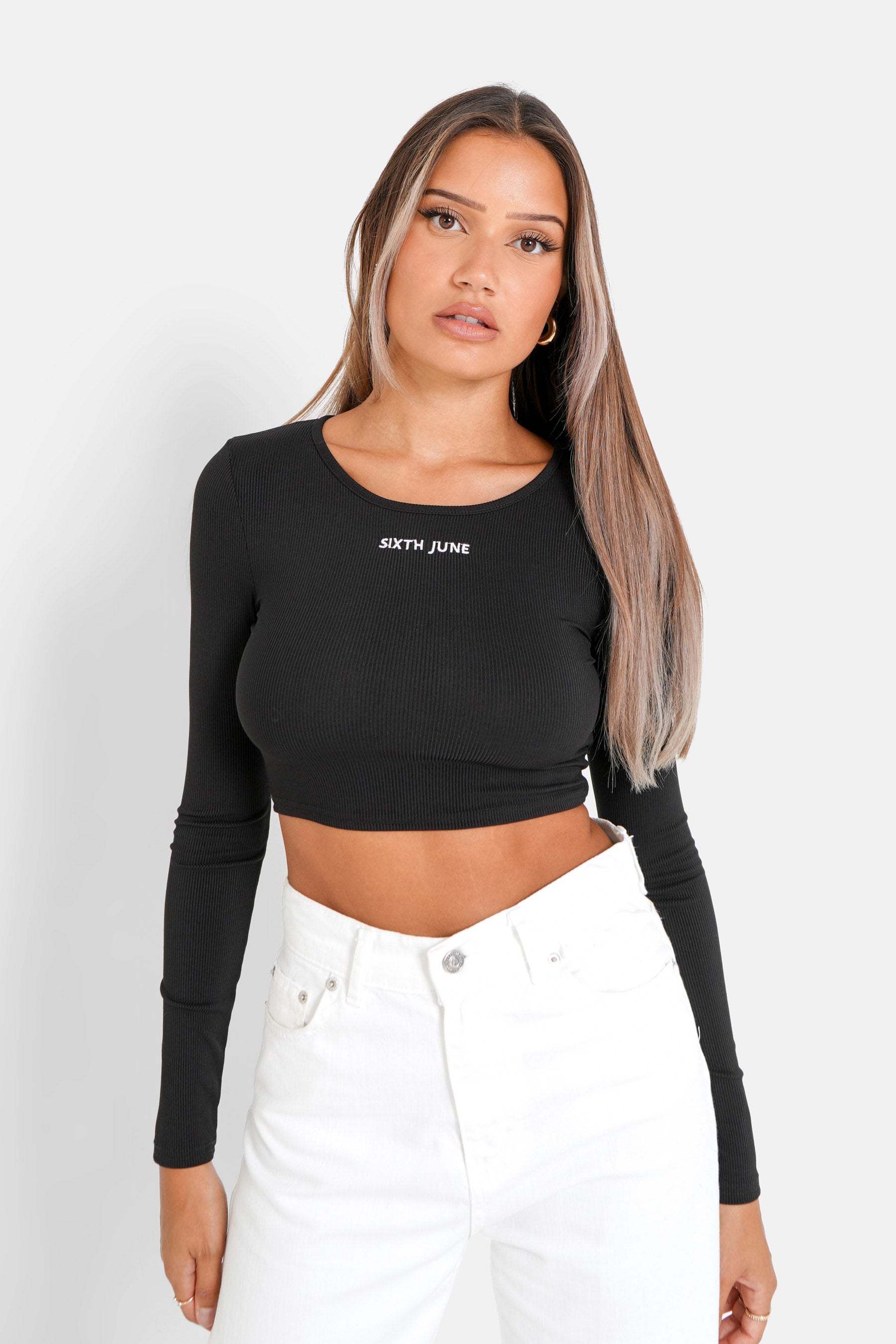 Sixth June - Top manches longues dos nu Noir