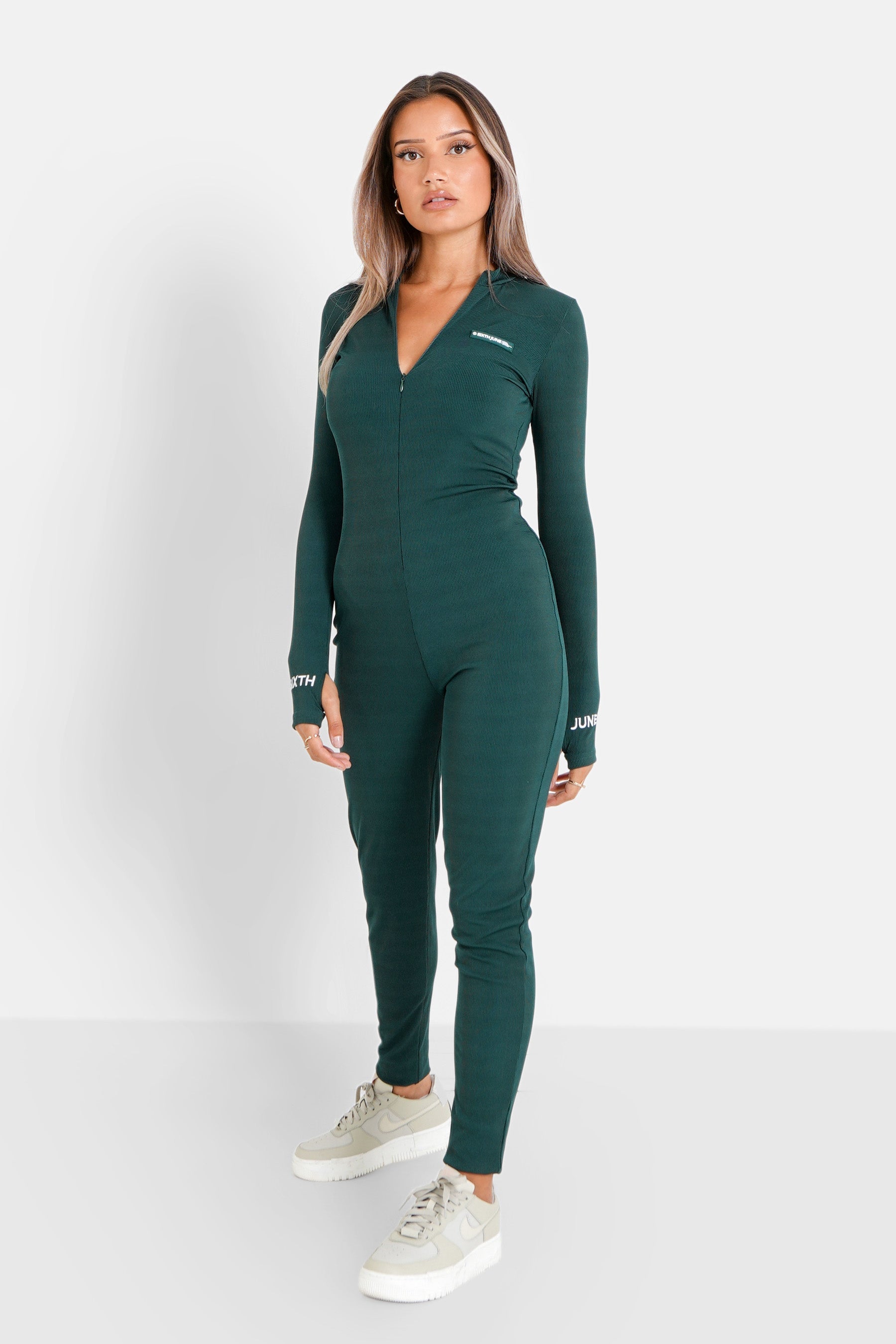 Sixth June - Combinaison côtelée logo Vert foncé