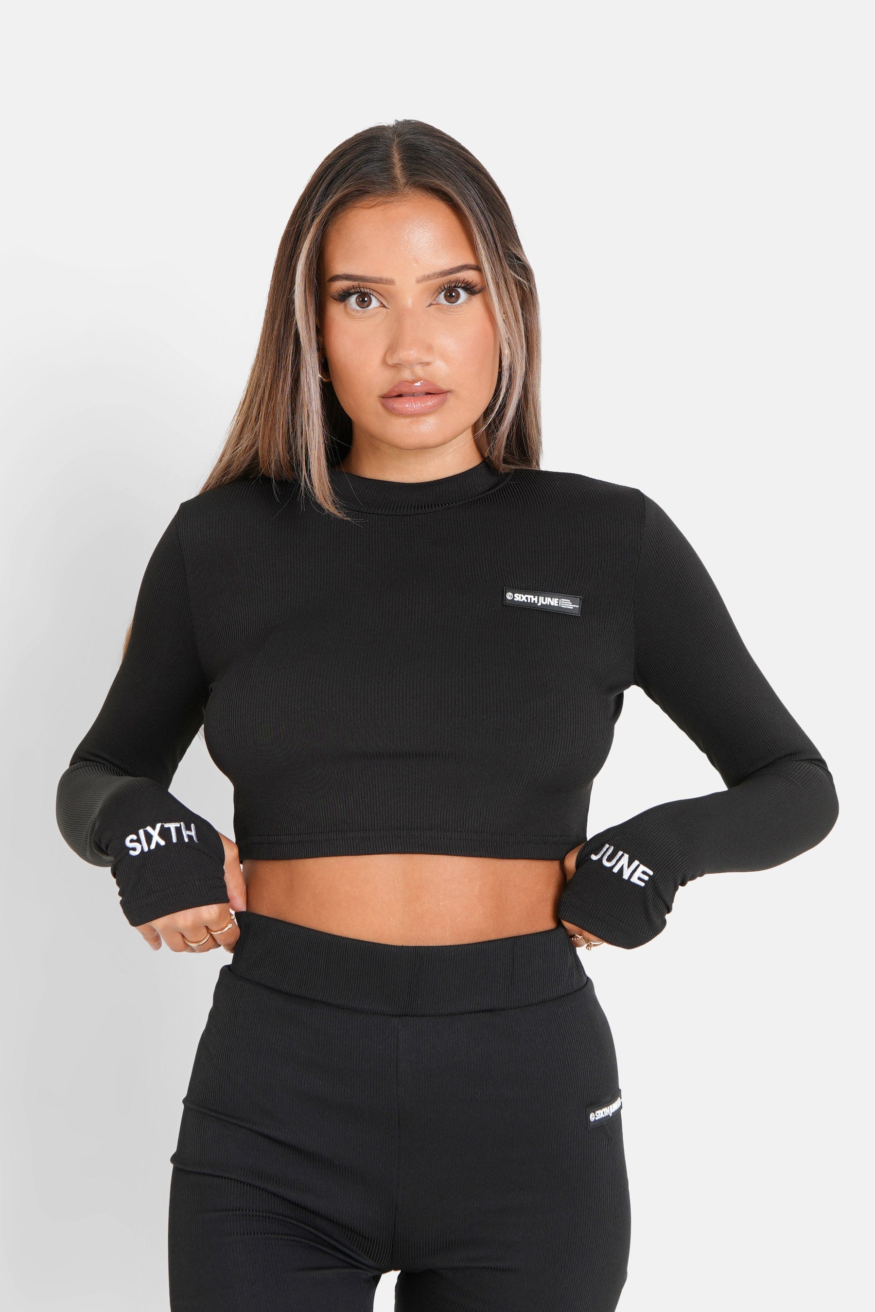 Sixth June - T-shirt court satiné brodé Noir