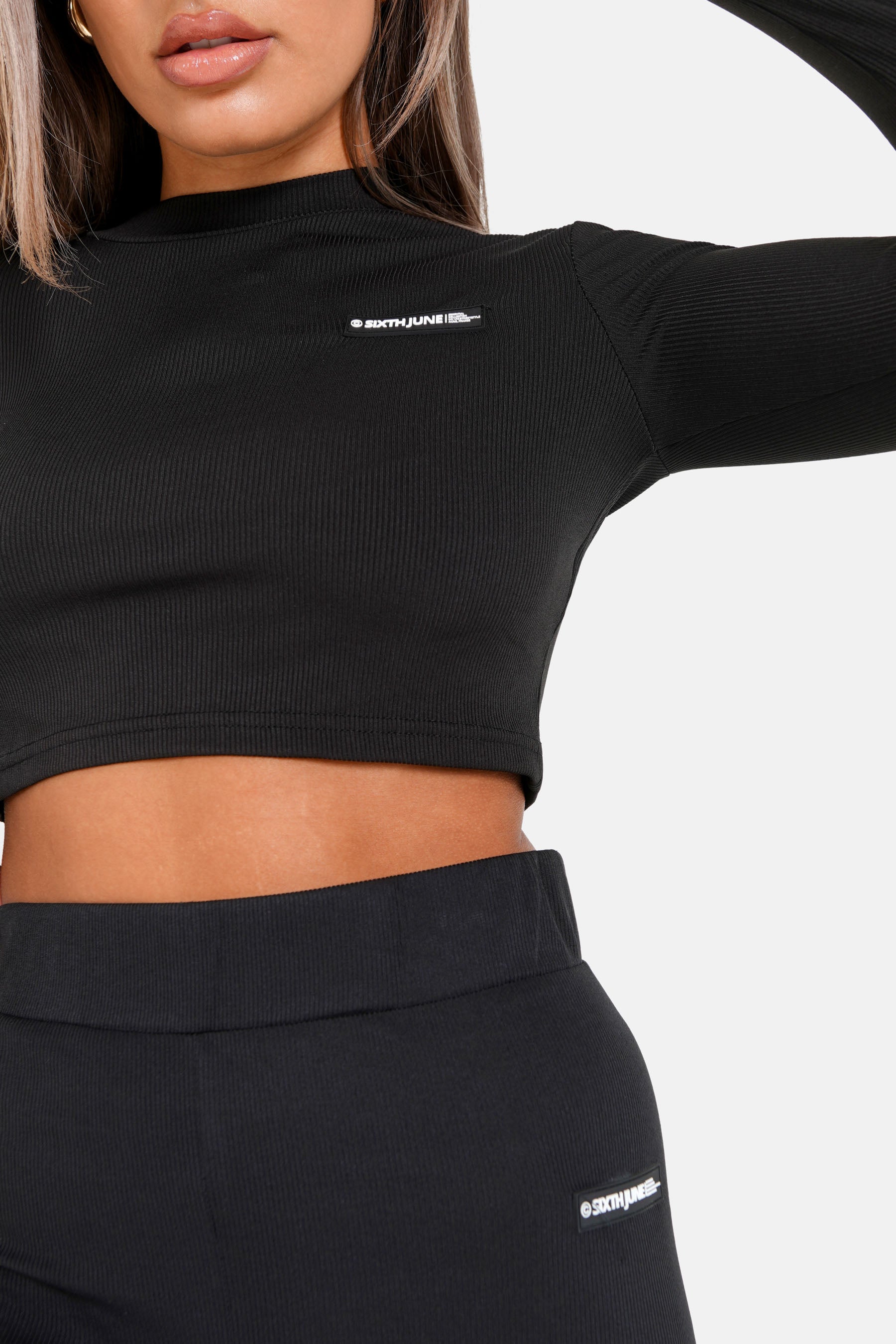 Sixth June - T-shirt court satiné brodé Noir