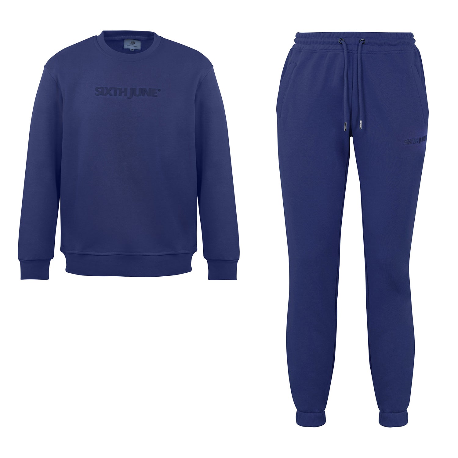 Sixth June - Jogging + sweat logo gommé Bleu foncé