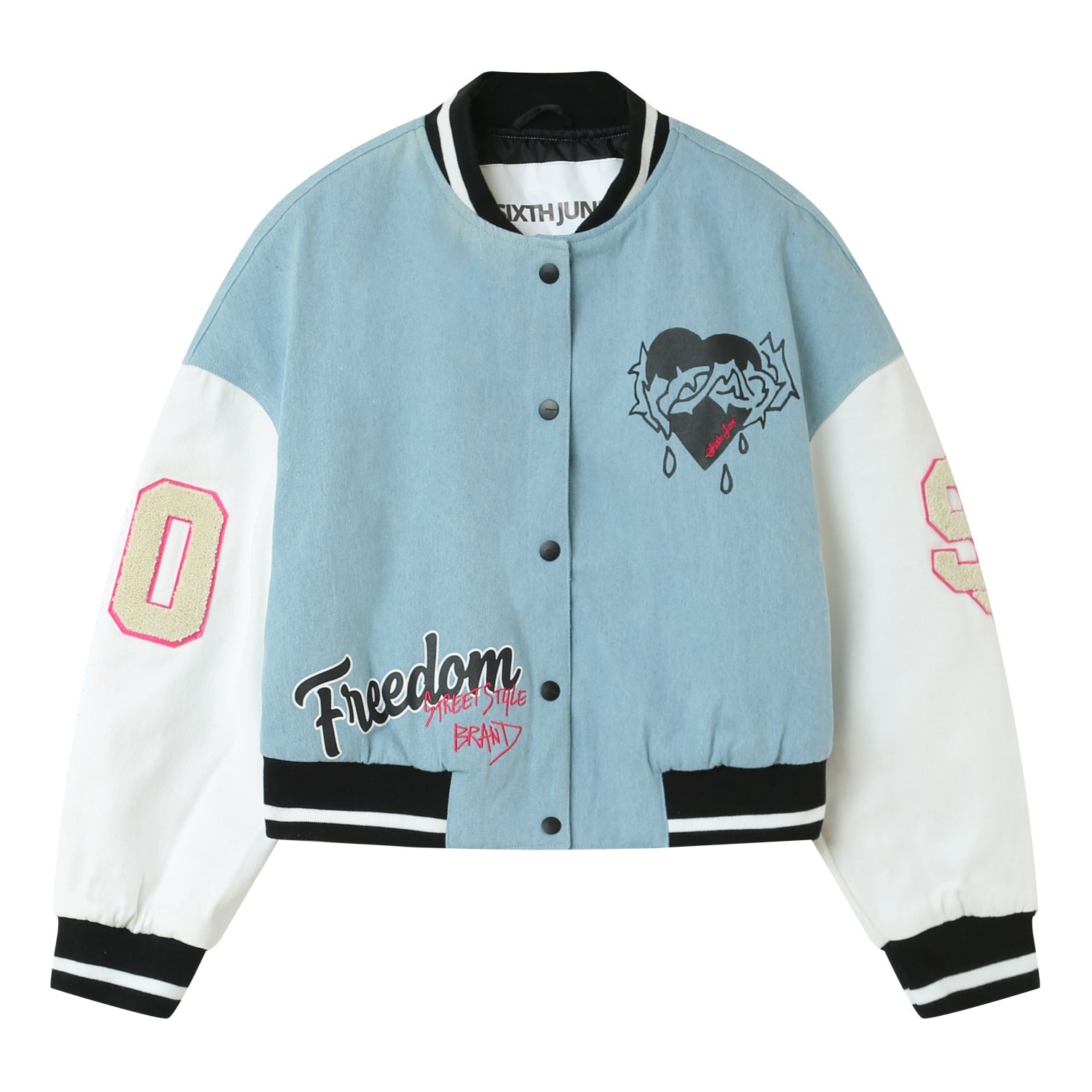 Sixth June - Veste universitaire imprimée Bleu