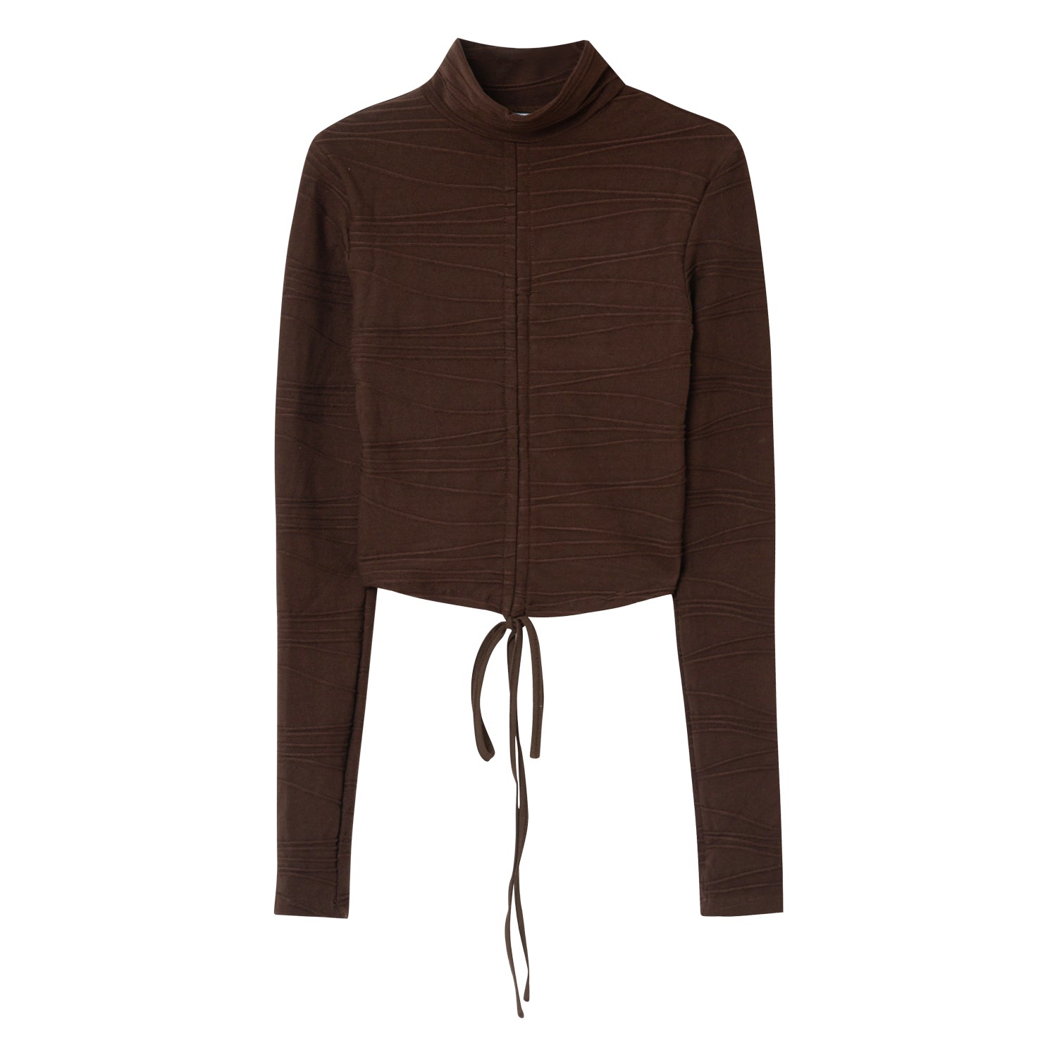 Sixth June - T-shirt court texture plissé Marron foncé