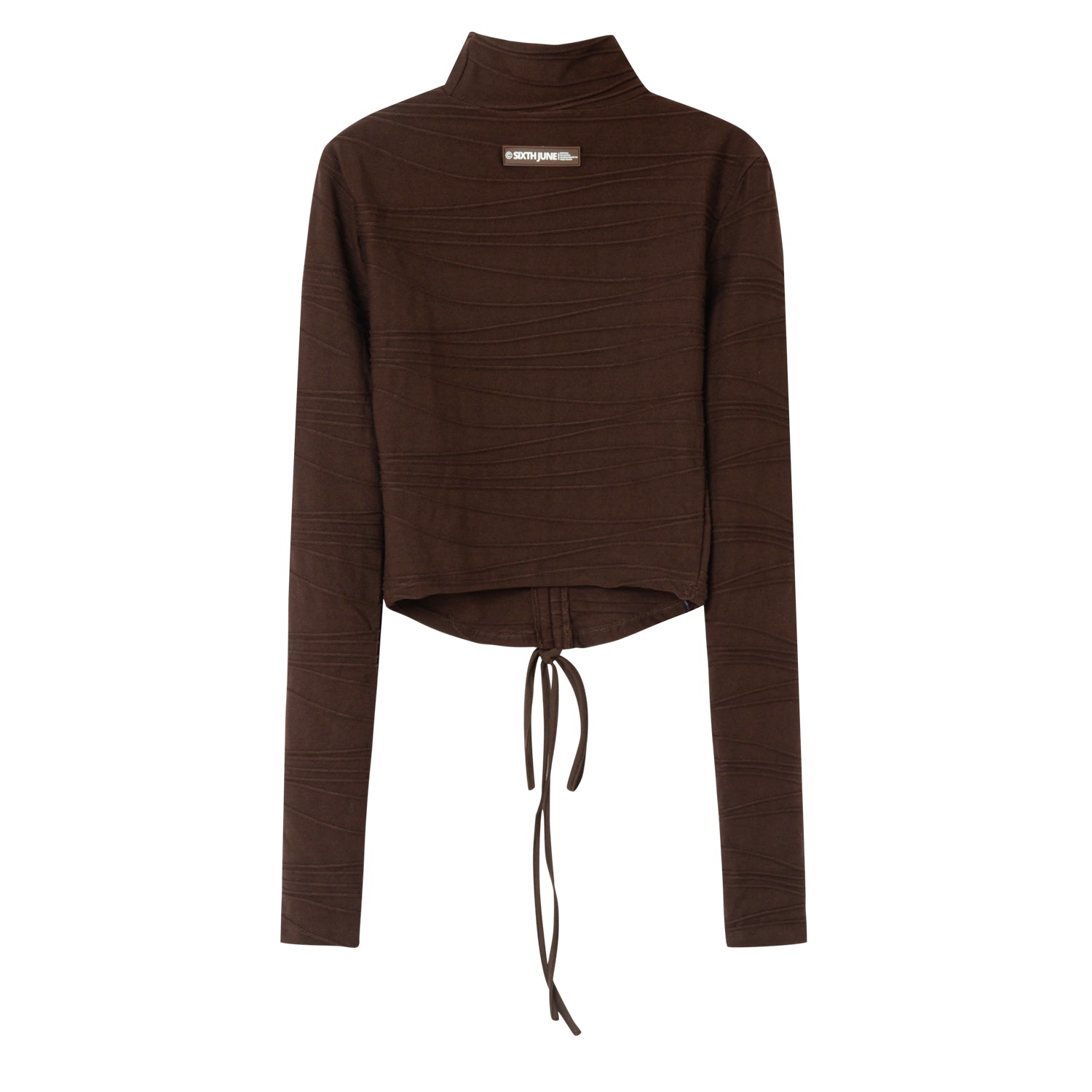 Sixth June - T-shirt court texture plissé Marron foncé