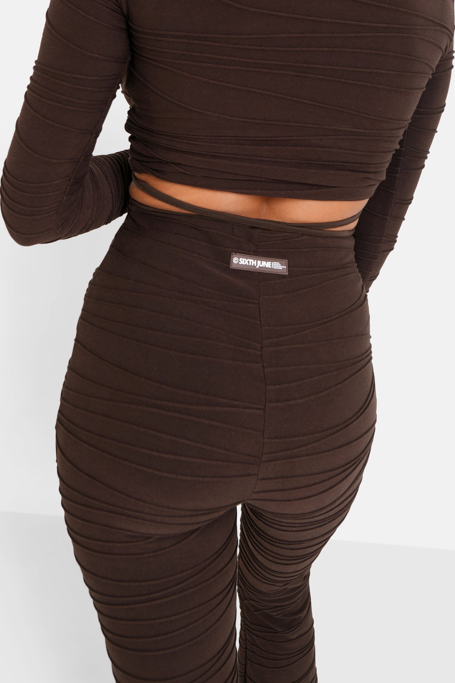 Sixth June - Pantalon texturé évasé Marron foncé