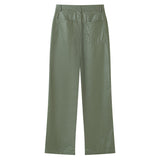 Sixth June - Pantalon droit simili cuir Vert