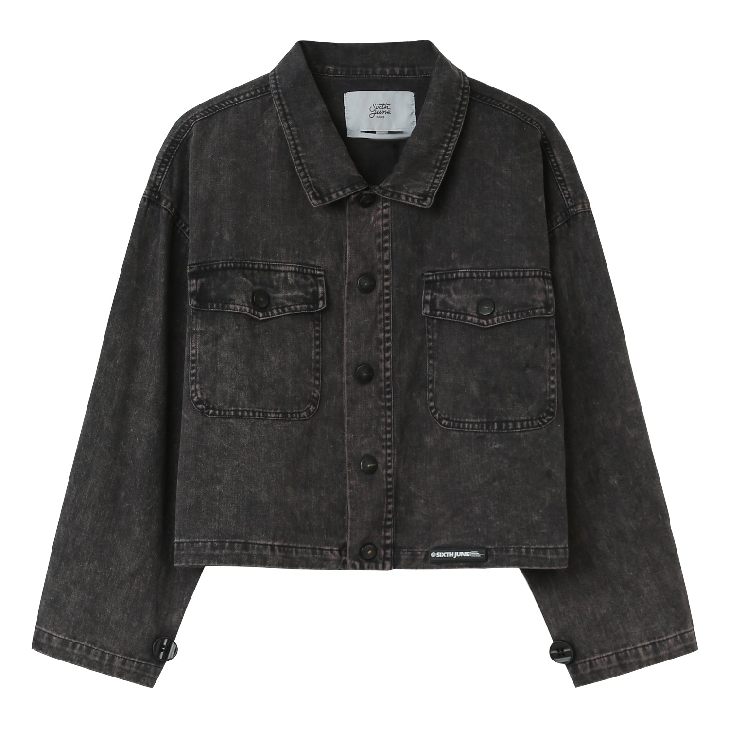 Sixth June - Veste délavée poches Noir