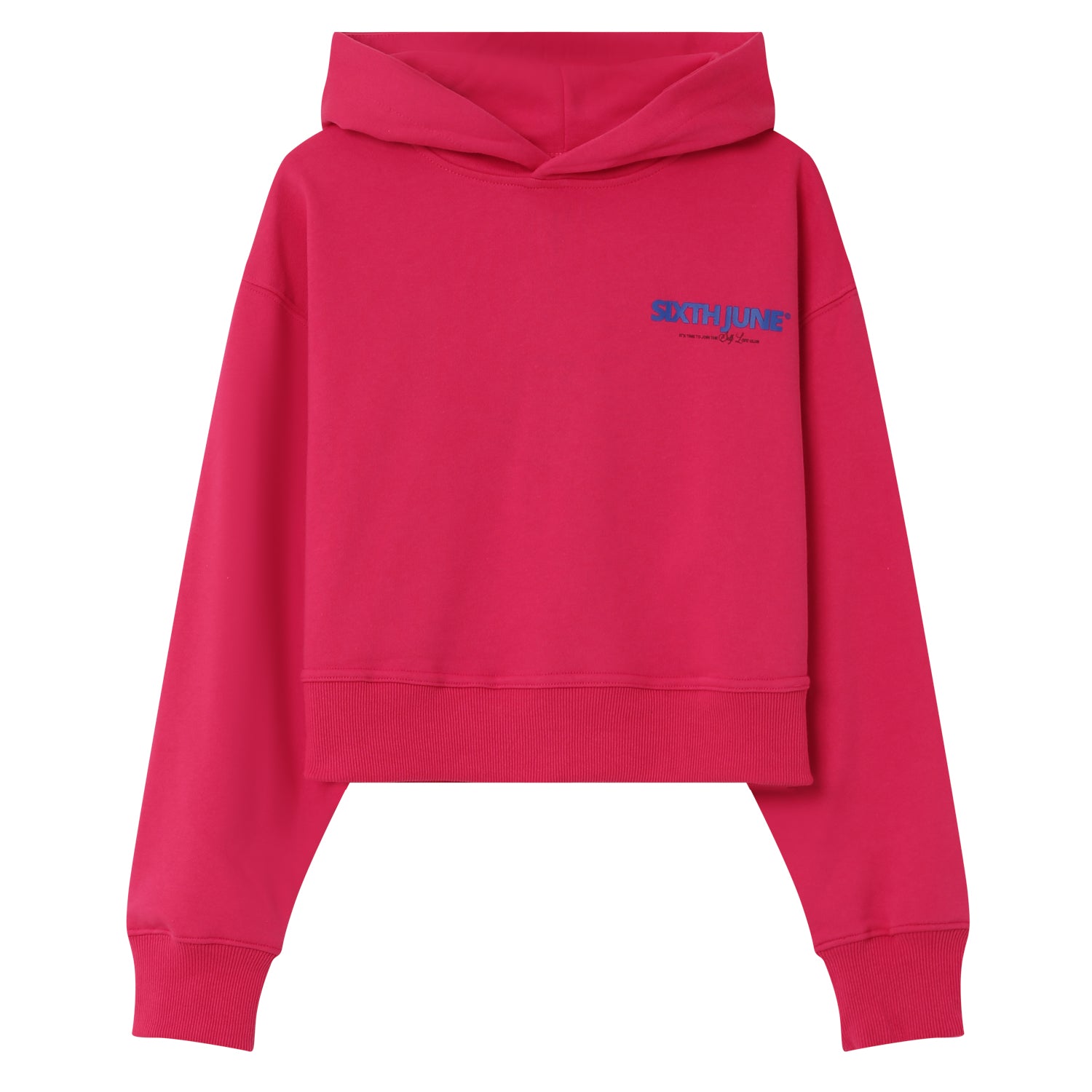 Sixth June - Sweat capuche logo court Rose foncé