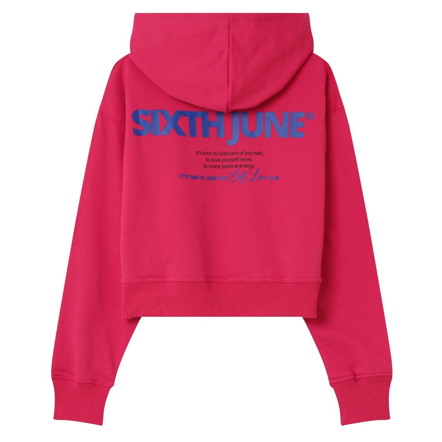 Sixth June - Sweat capuche logo court Rose foncé
