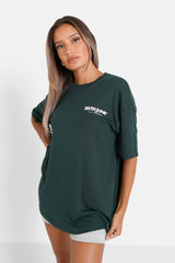 T-shirt long logo court Vert foncé