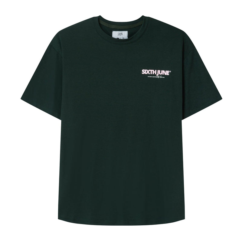T-shirt long logo court Vert foncé
