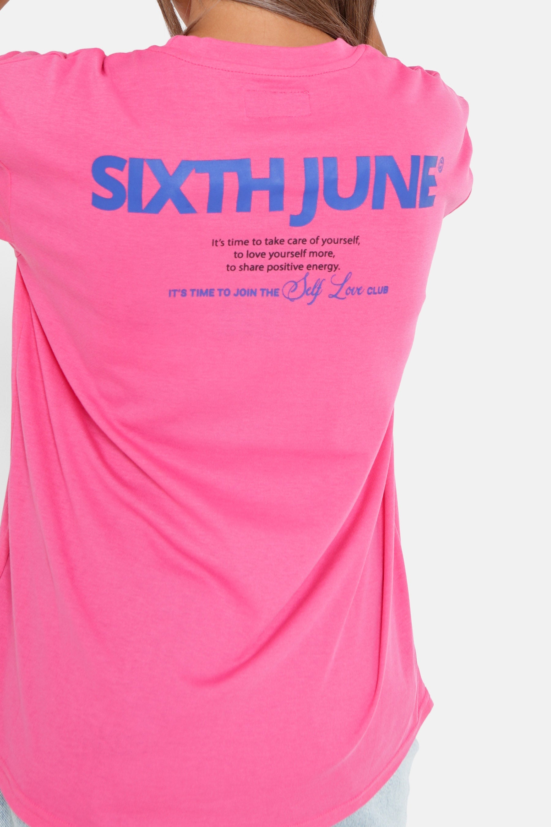 Sixth June - T-shirt long logo court Rose foncé
