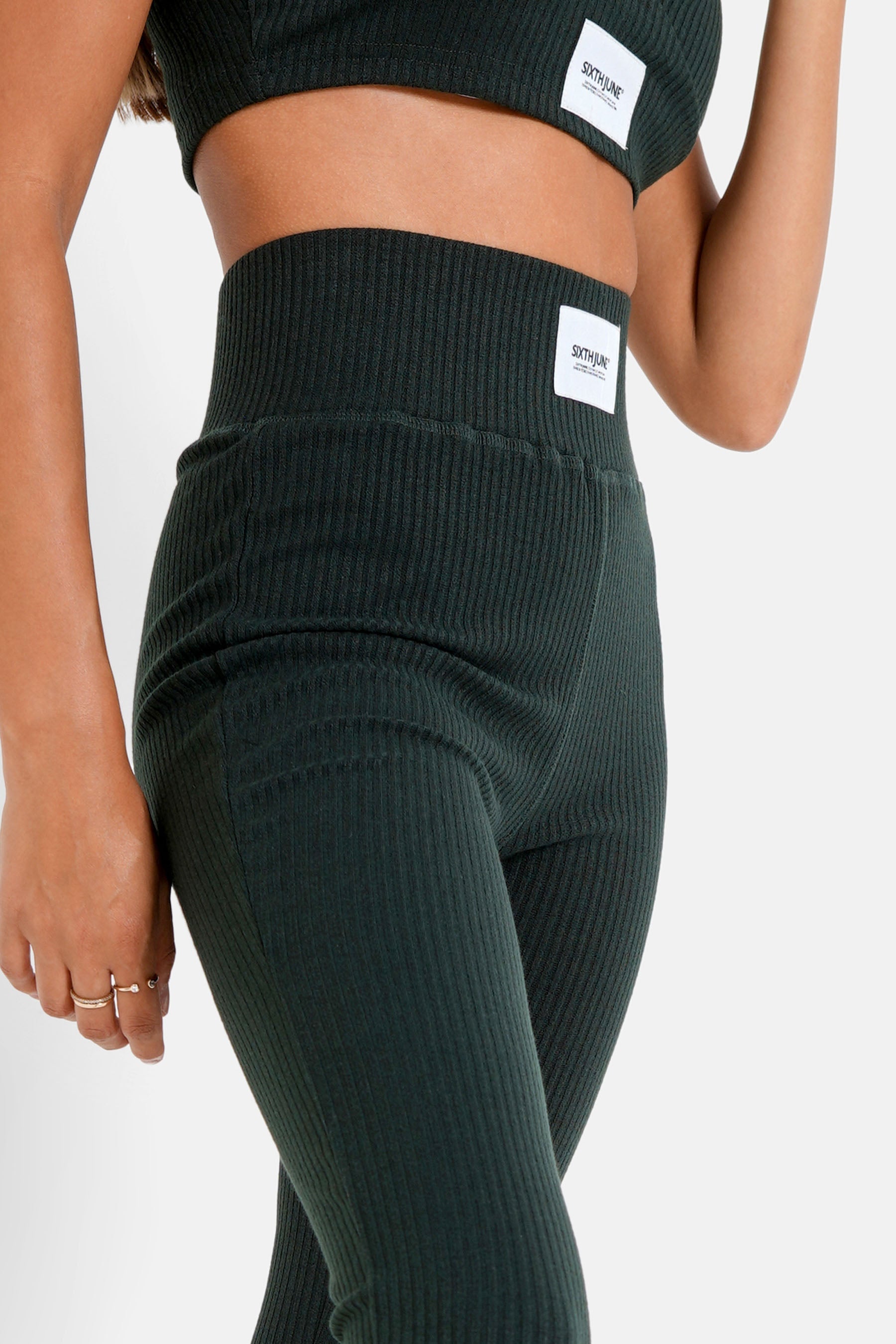 Sixth June - Legging côtelé satiné Vert foncé