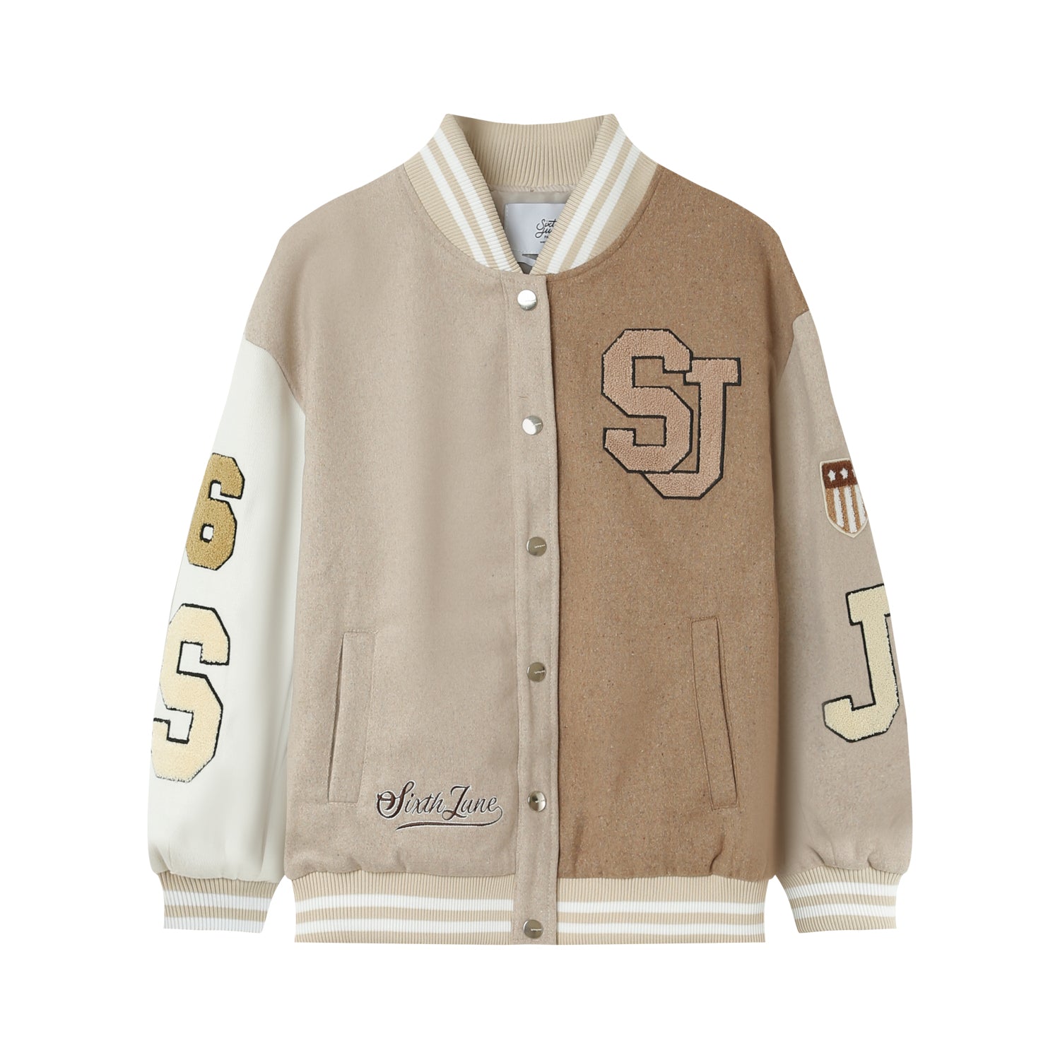 Sixth June - Veste universitaire bicolore Beige