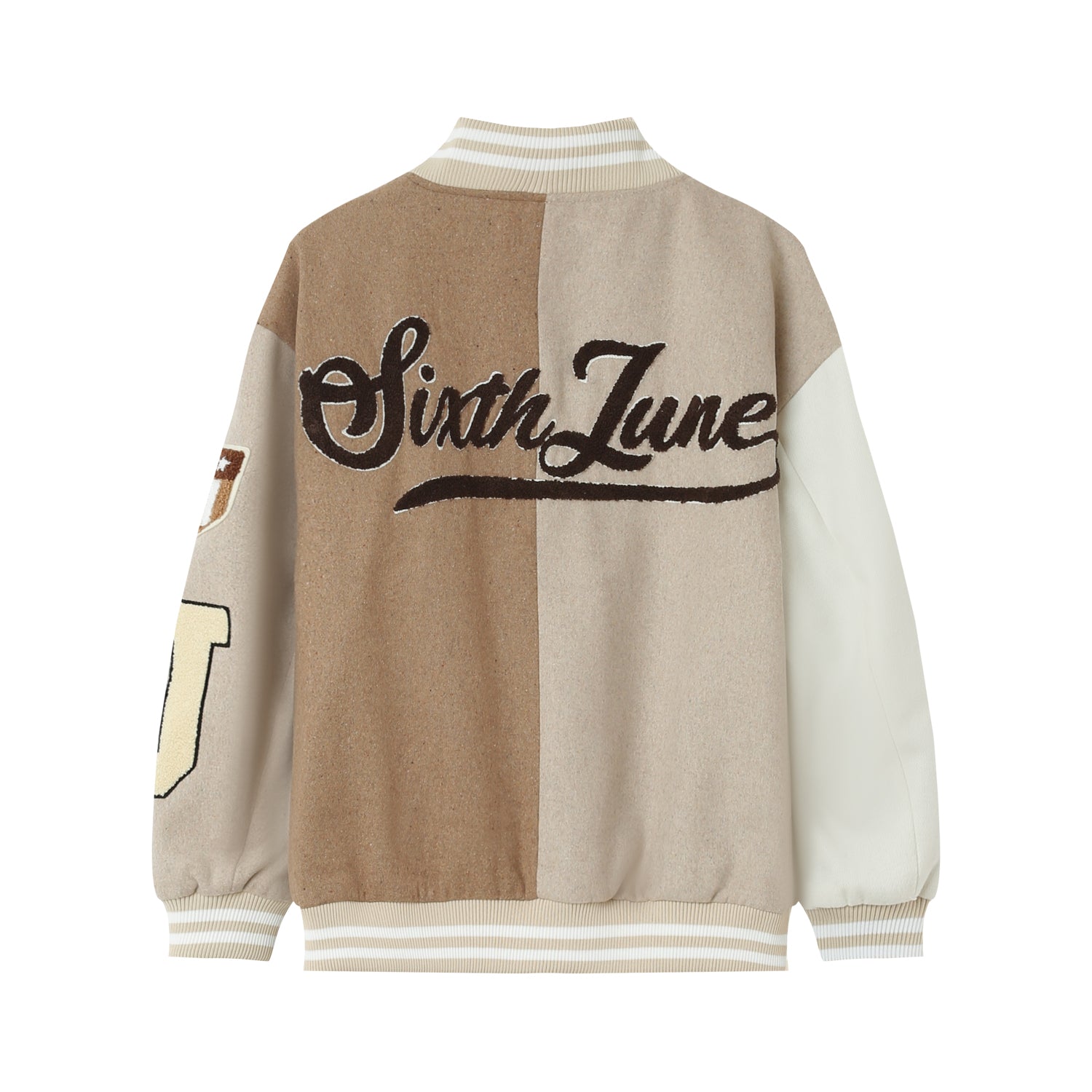 Sixth June - Veste universitaire bicolore Beige