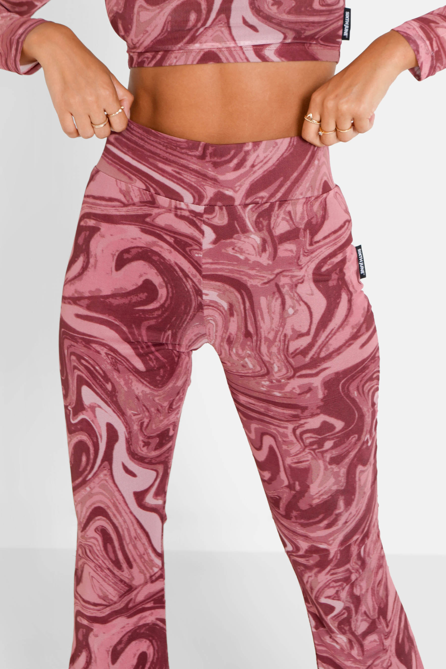 Sixth June - Pantalon mesh flare encore Rose
