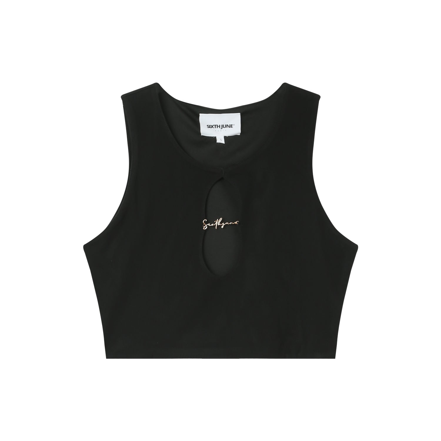 Front opening jewel crop top Black