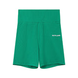 Ribbed cycling logo shorts Green