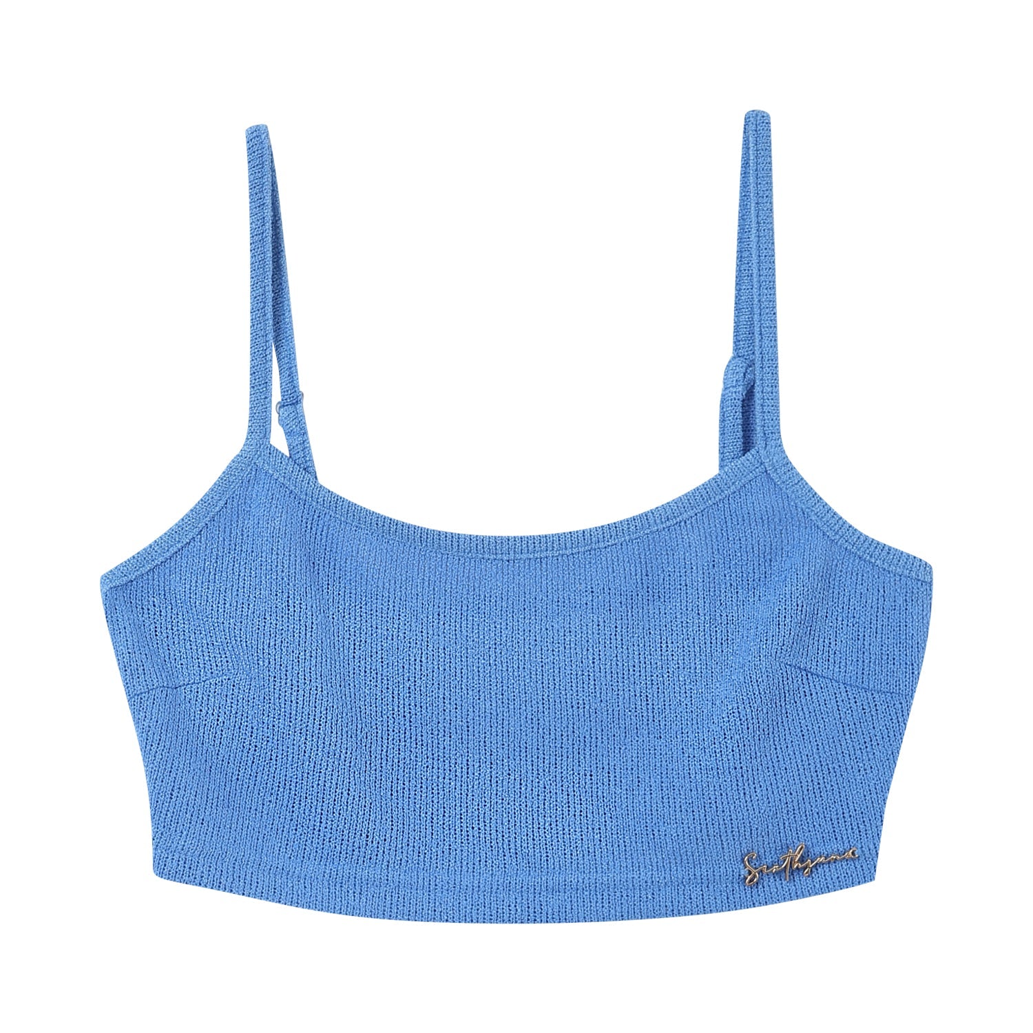 Top bretelles bijou côtelé Bleu