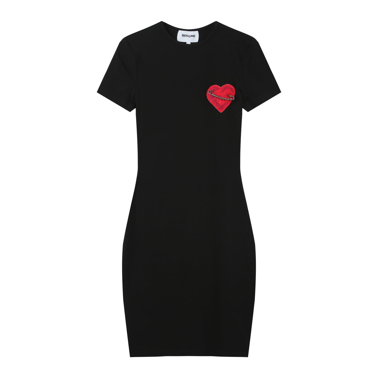 Gesticktes Herzkleid Schwarz