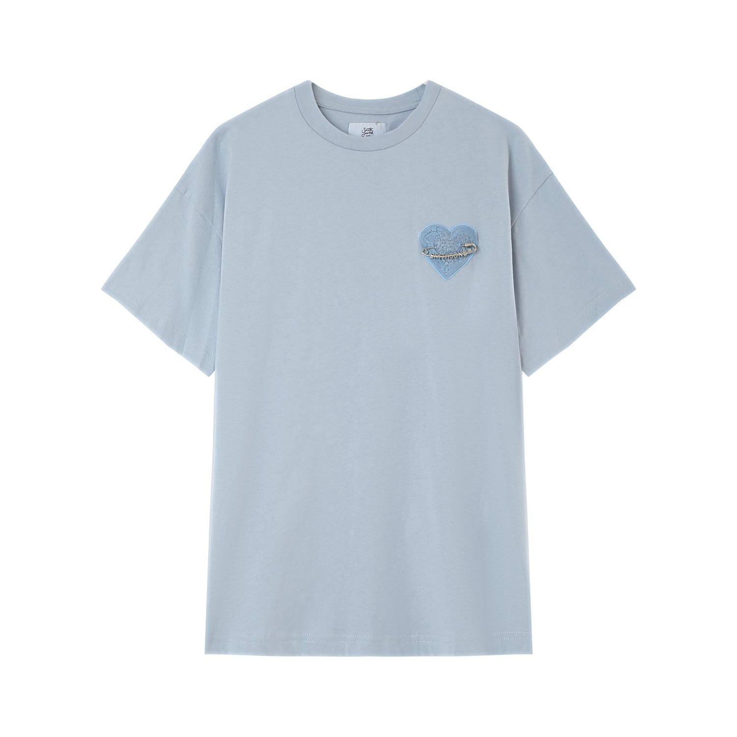 Sixth June - T-shirt coeur brodé Bleu clair