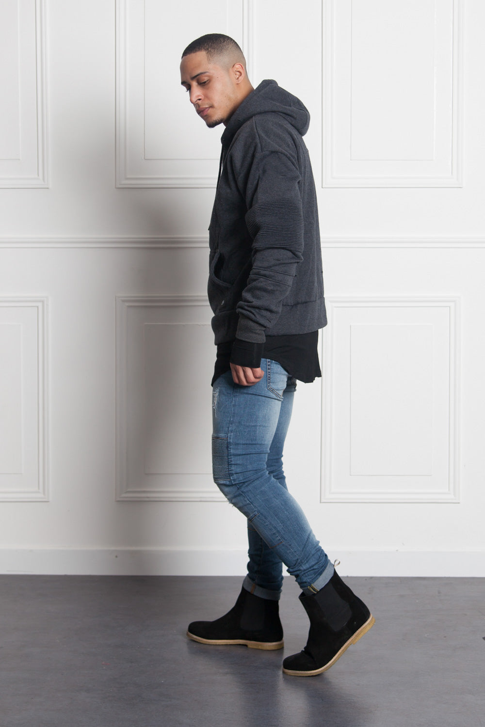 Sixth June - Sweat biker destroy gris foncé M2127PSW