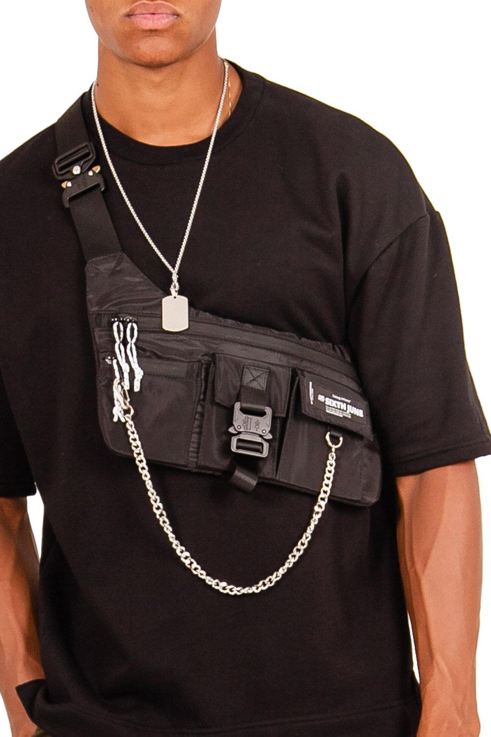 Sixth June - Sac banane chaîne tactique noir