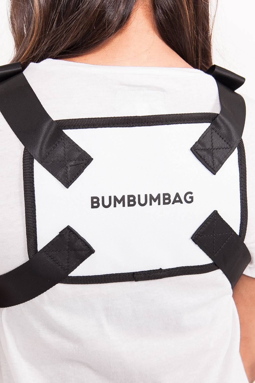 BumBumBag - Petit sac poitrine texte zip blanc
