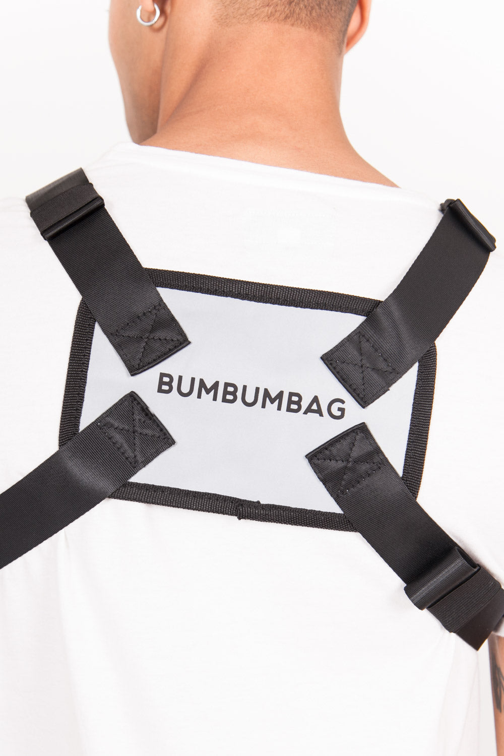BumBumBag - Mini sac poitrine réfléchissant logo gris