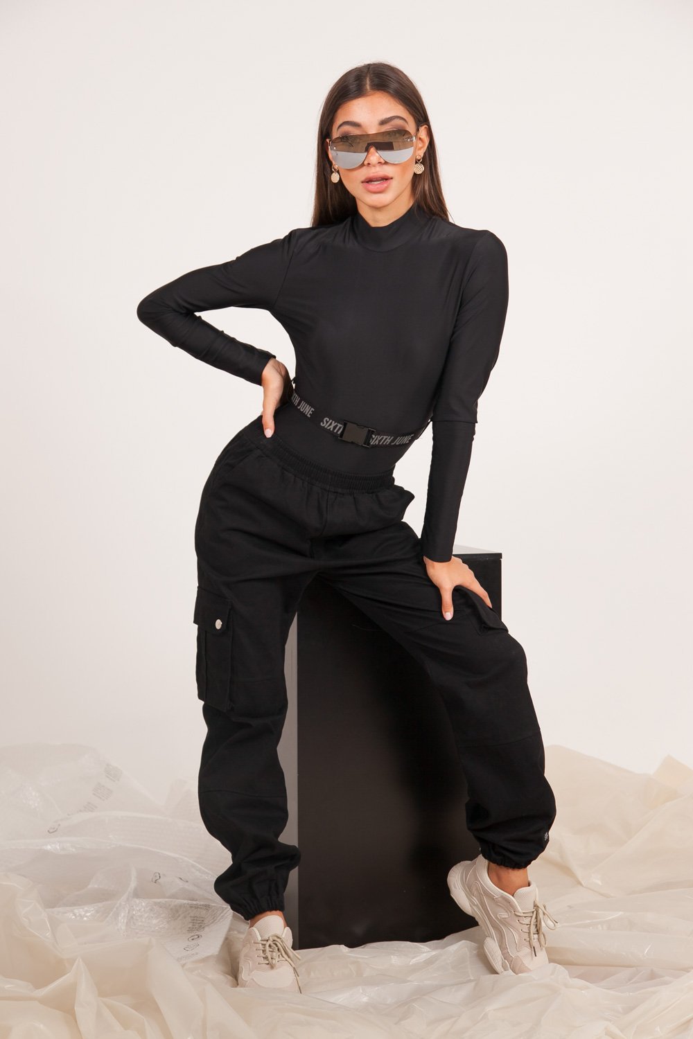 Body boucle manches longues noir