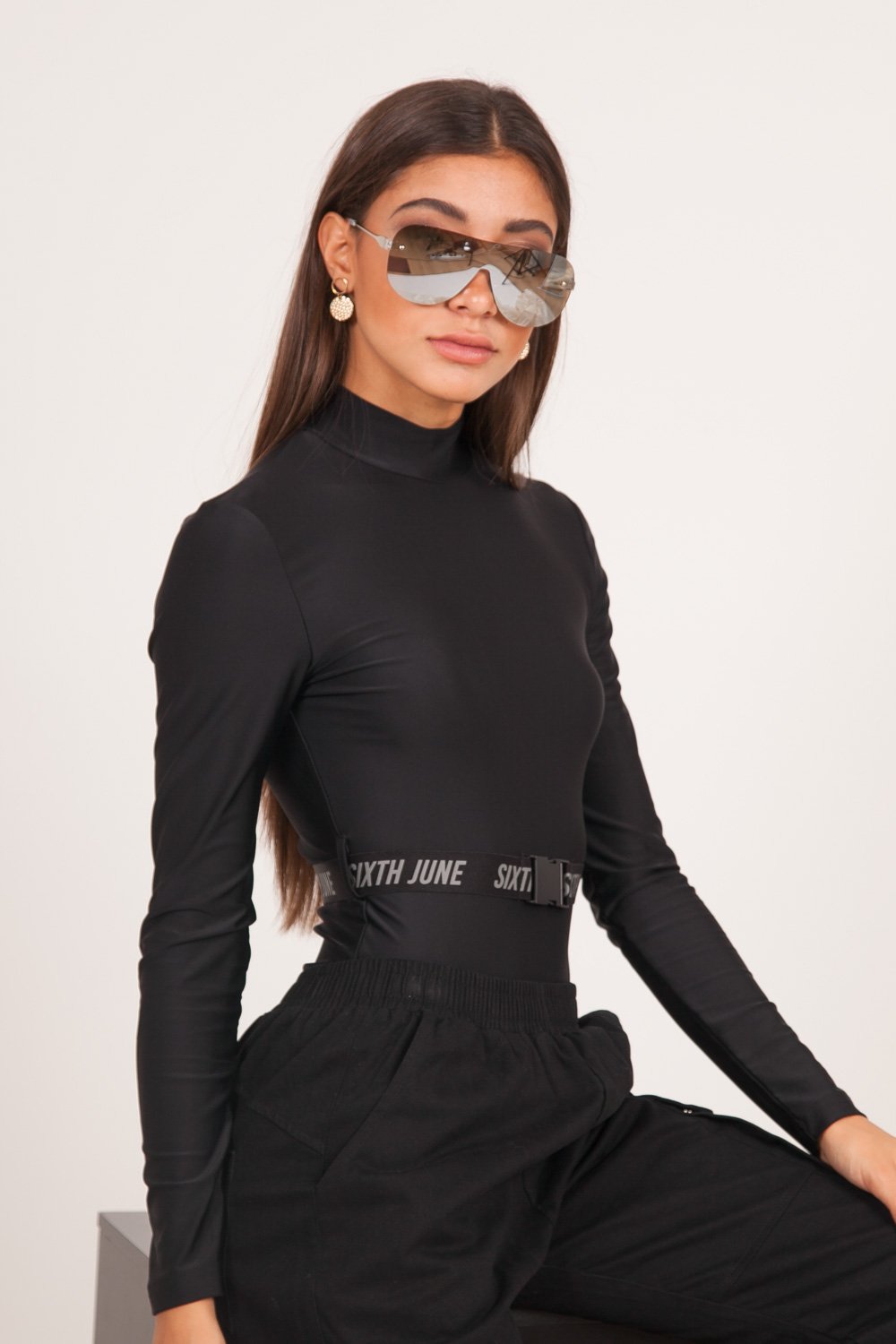 Body boucle manches longues noir