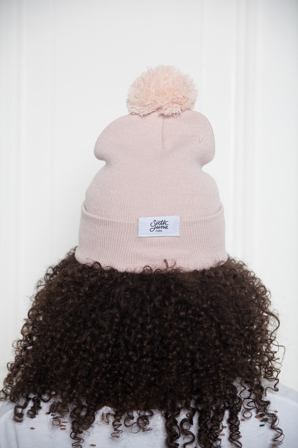 Sixth June - Bonnet pompon logo rose M2332FAC
