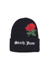 Sixth June - Bonnet brodé roses noir