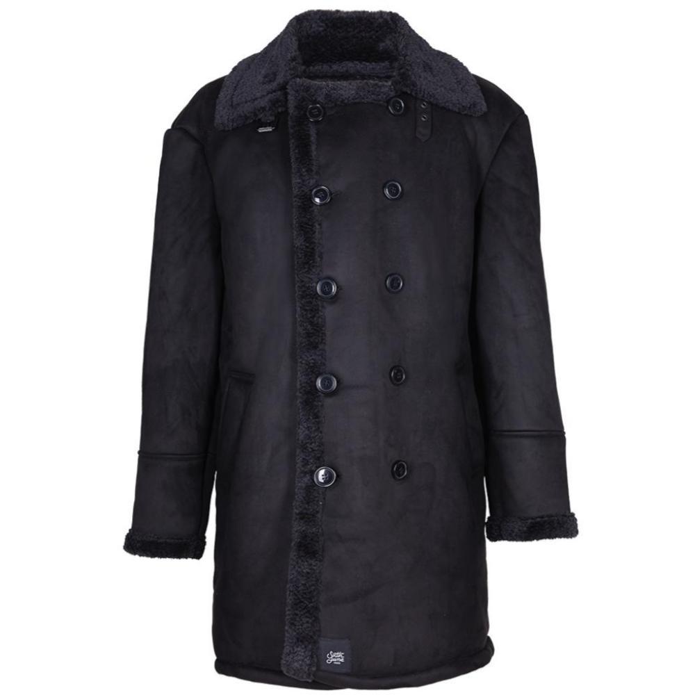 Sixth June - Caban croisé fourrure suede noir