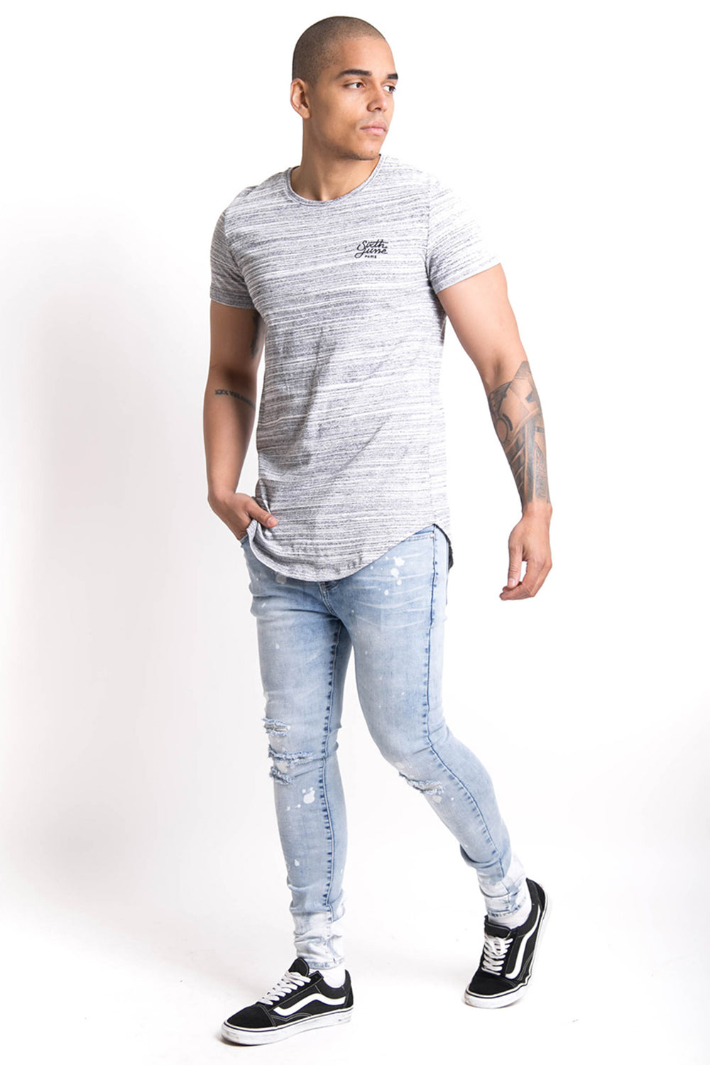 Sixth June - T-shirt texturé chiné gris