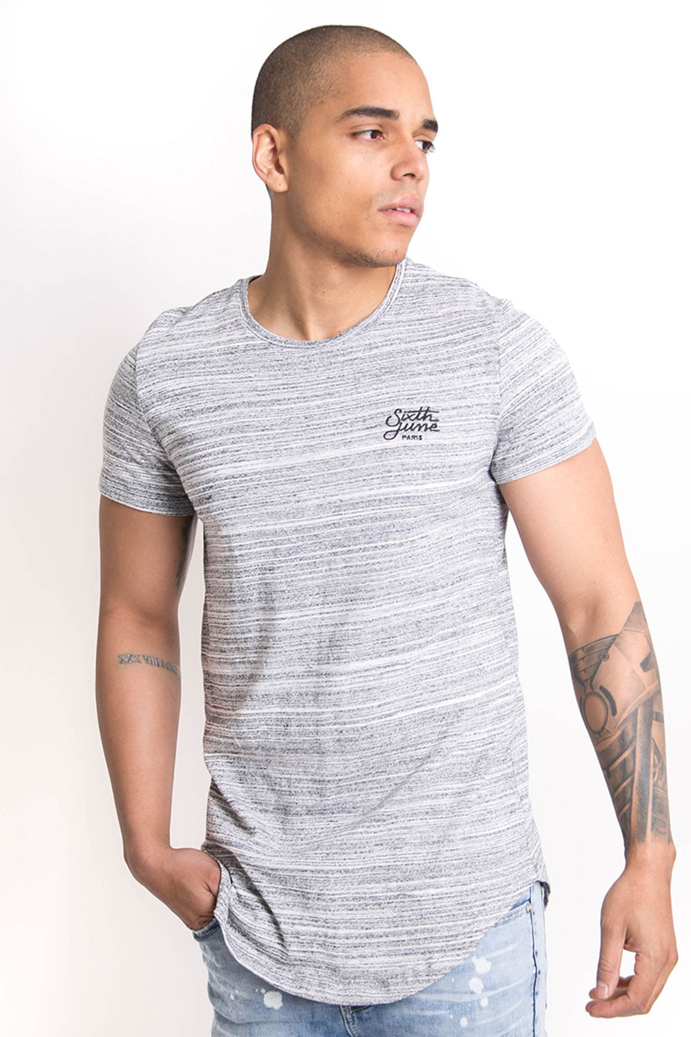 Sixth June - T-shirt texturé chiné gris