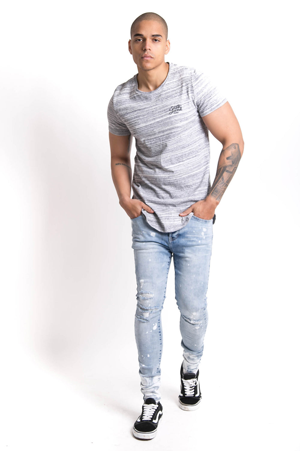 Sixth June - T-shirt texturé chiné gris