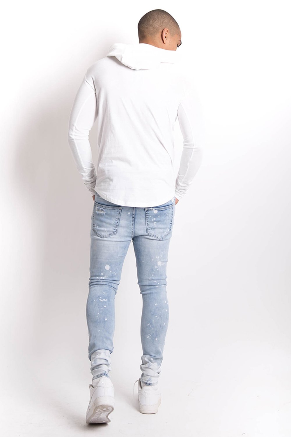 Long Sleeves Gps Hood T-Shirt White