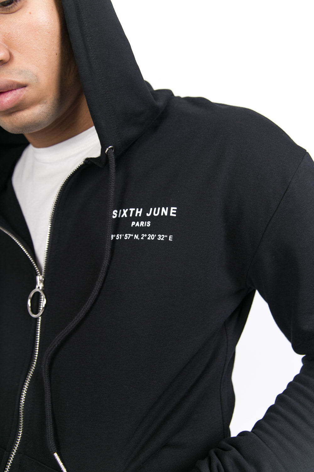 Sixth June - Sweat capuche Paris GPS zippé noir