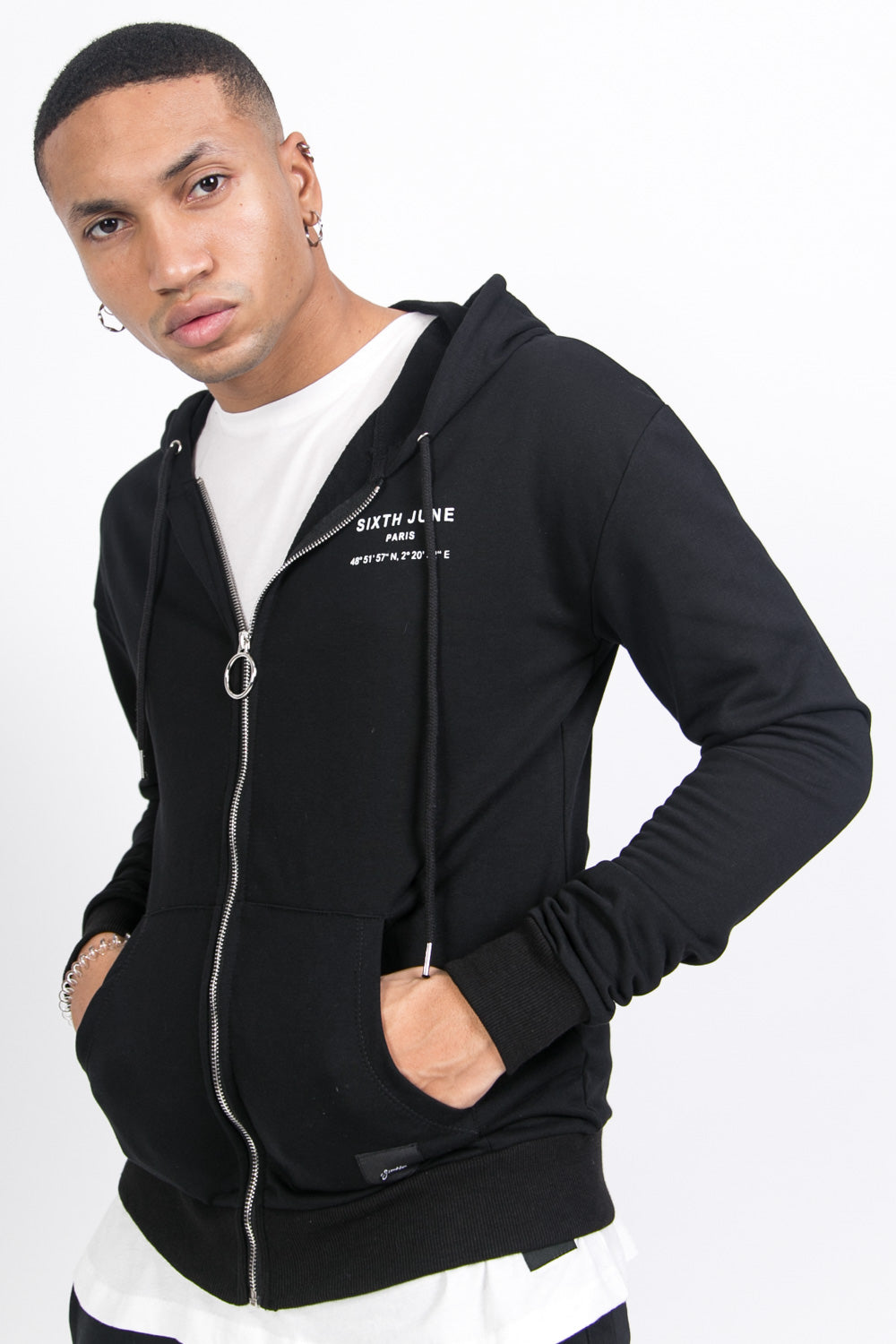 Sixth June - Sweat capuche Paris GPS zippé noir