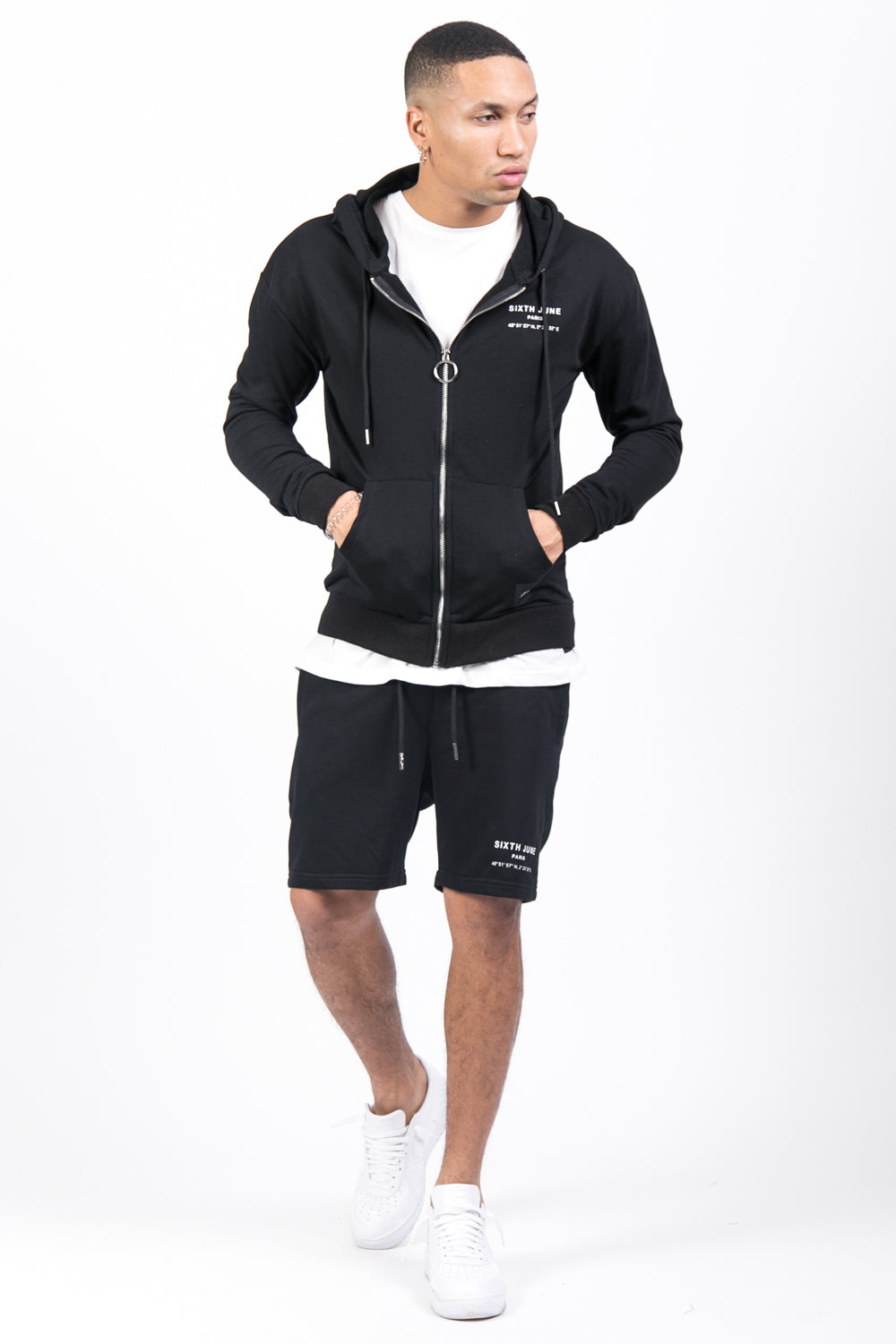 Sixth June - Sweat capuche Paris GPS zippé noir