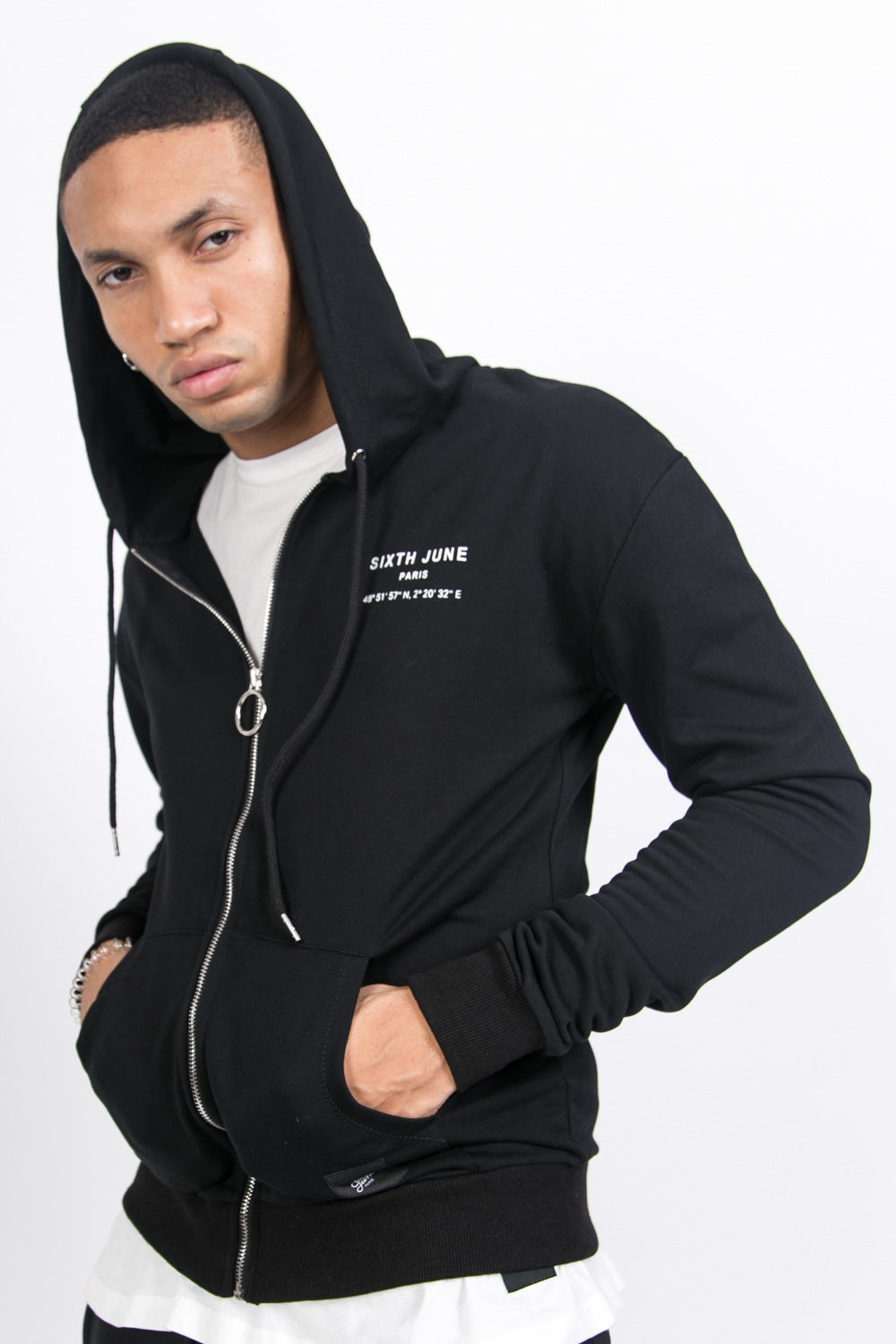 Sixth June - Sweat capuche Paris GPS zippé noir
