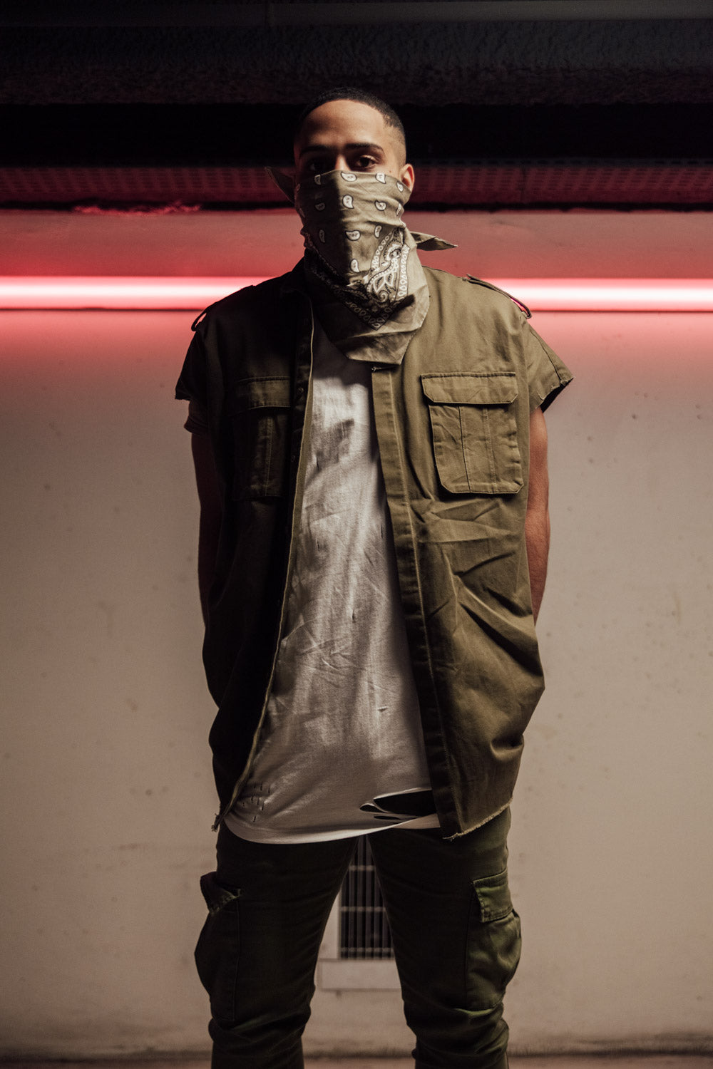 Sixth June - Chemise sans manches Safari kaki M2425VSH