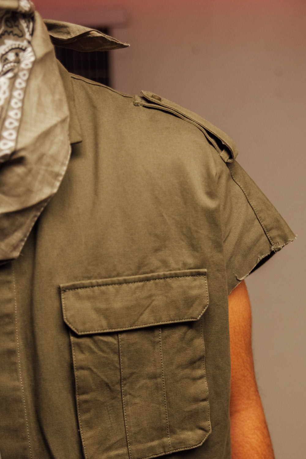 Sixth June - Chemise sans manches Safari kaki M2425VSH