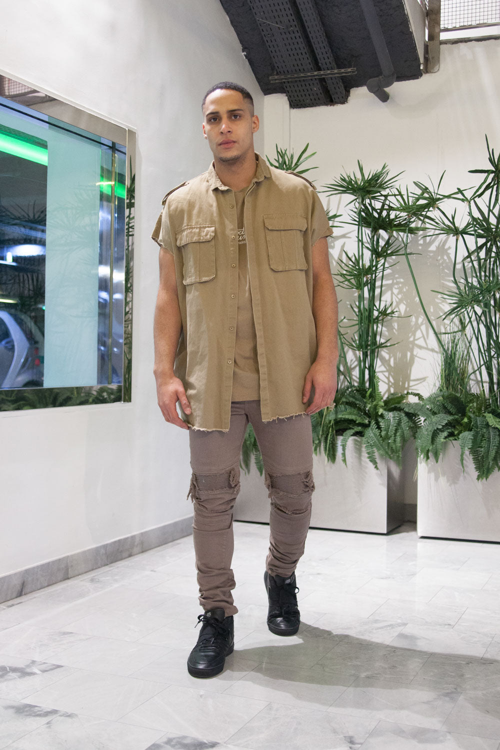 Sixth June - Chemise sans manches Safari beige M2425VSH